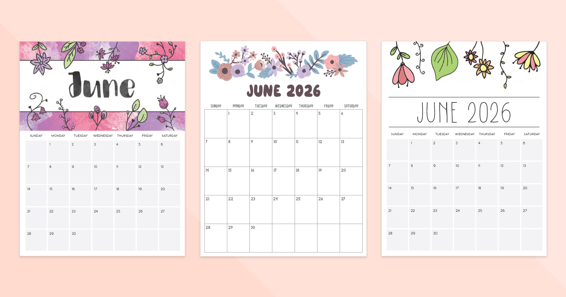 June 2026 Calendar Printable 14 June 2026 Calendar · Printable PDF Templates