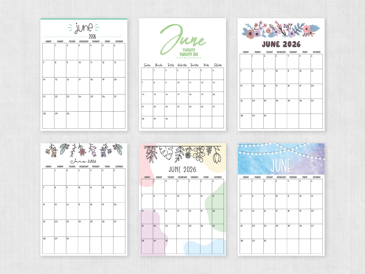 june 2026 printable calendar