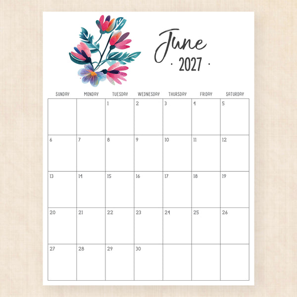 june 2027 calendar hibiscus harmony
