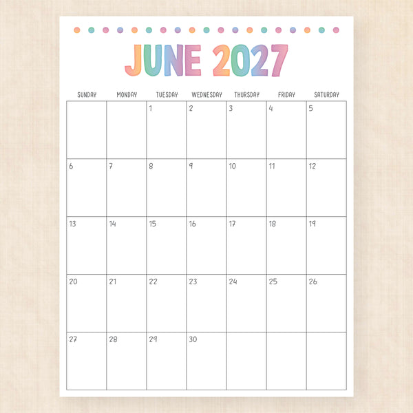 june 2027 calendar electric echo