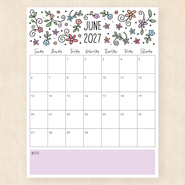 june 2027 calendar lovely lillies