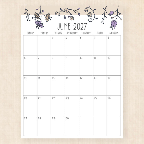 june 2027 calendar sunlight solace