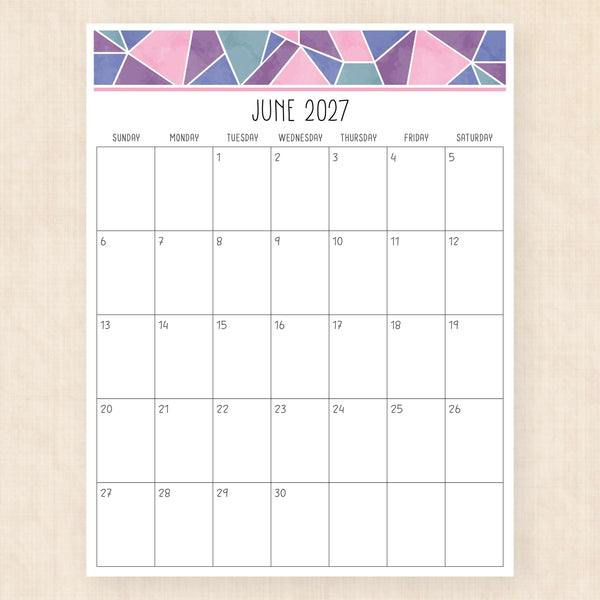 june 2027 calendar magic mosaic