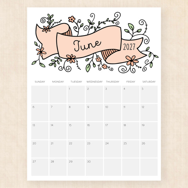 june 2027 calendar lavish lillies