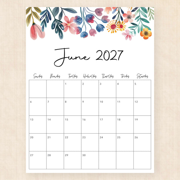 june 2027 calendar floral fantasy