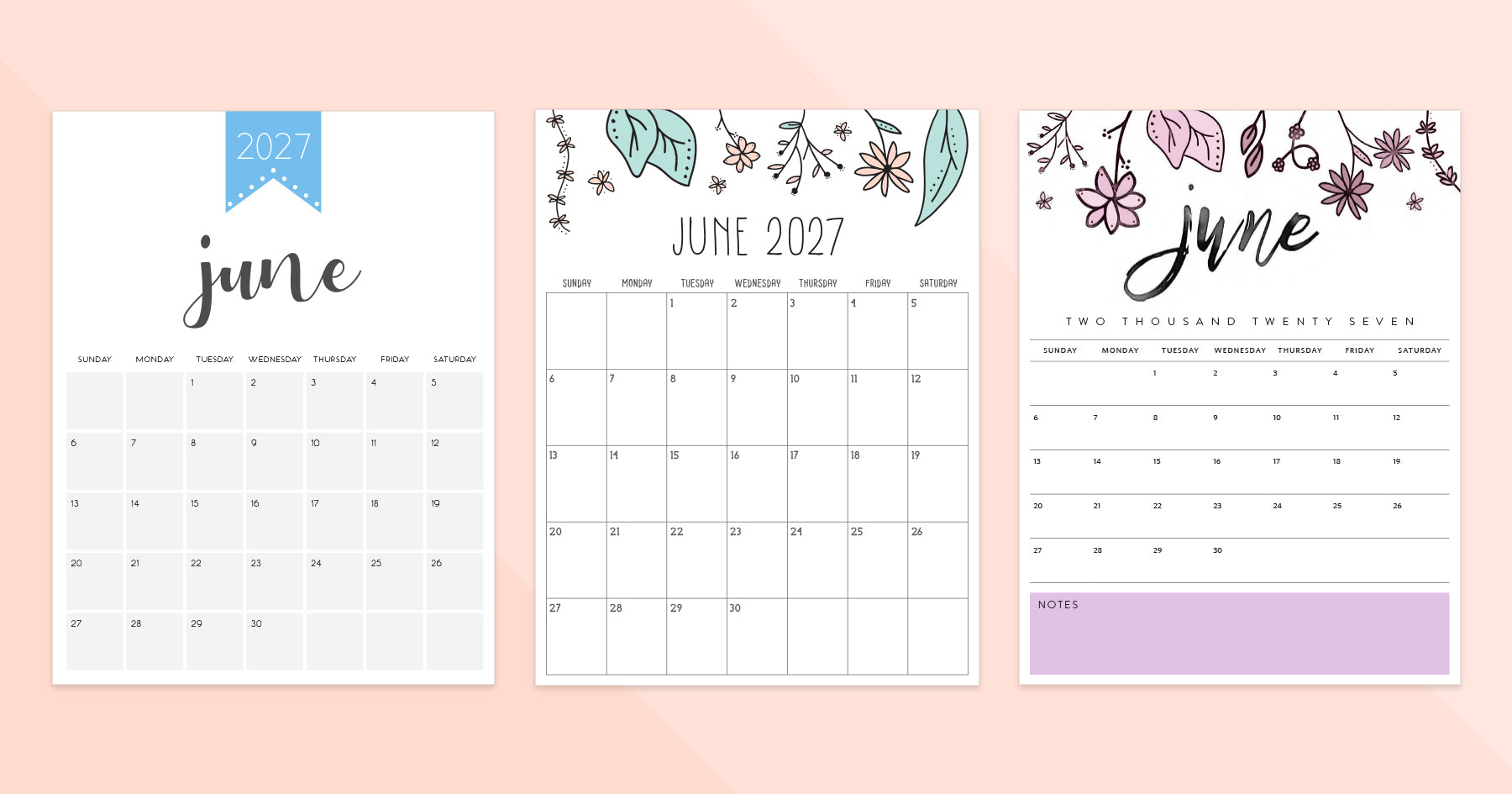 June 2027 Calendar Printable Grab Calendar 1 June 2027 Calendar · Printable PDF Templates