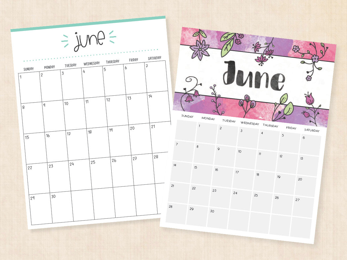 June Calendar · Printable PDF Template