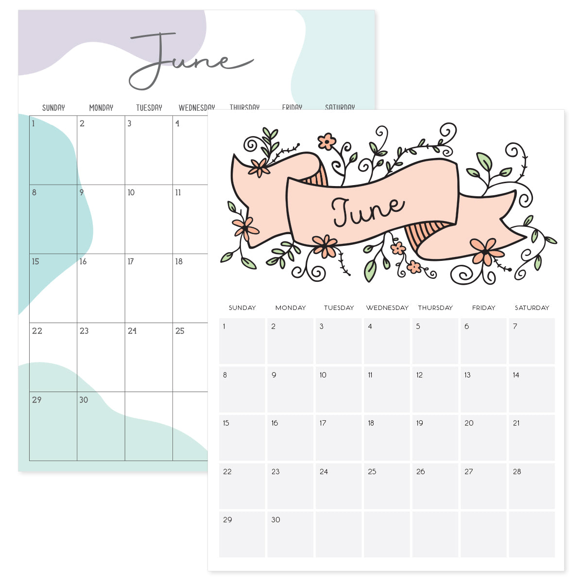 June Calendar · Printable PDF Template