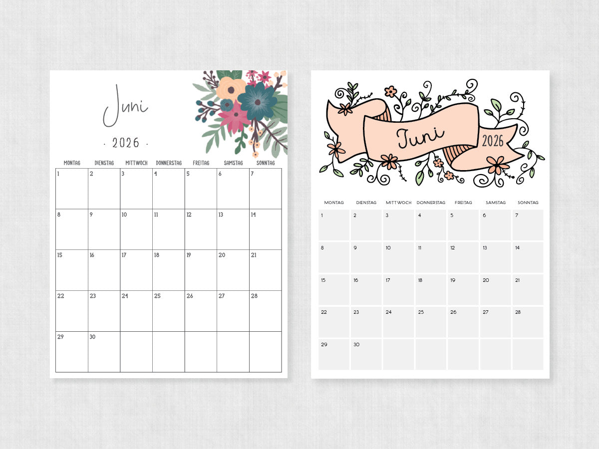 juni 2026 kalender zum ausdrucken