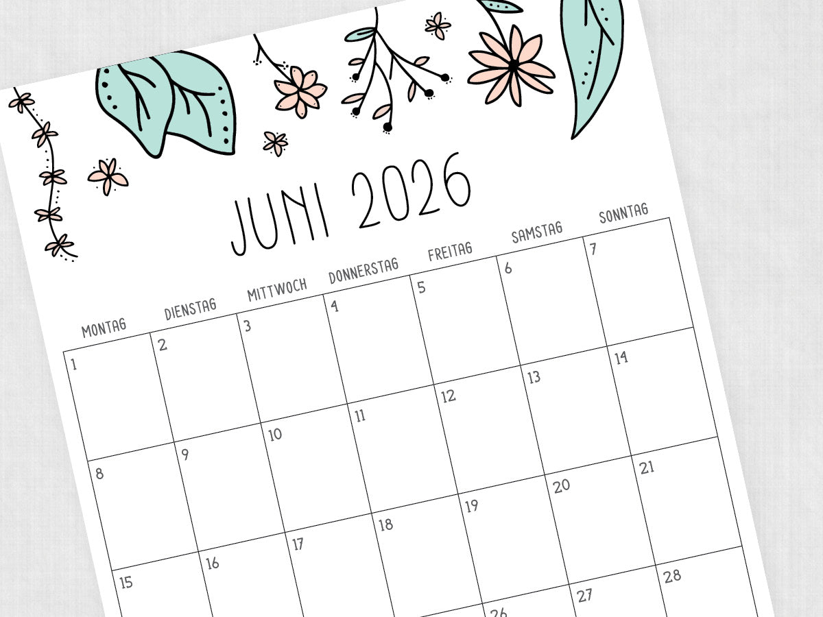 juni 2026 kalendervorlage