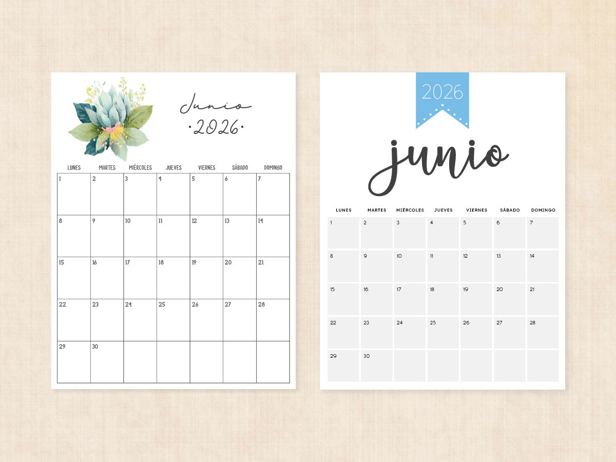 junio 2026 calendario en blanco