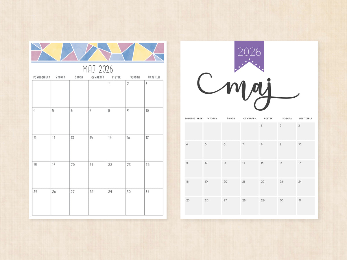 kalendarz 2026 maj do wydrukowania