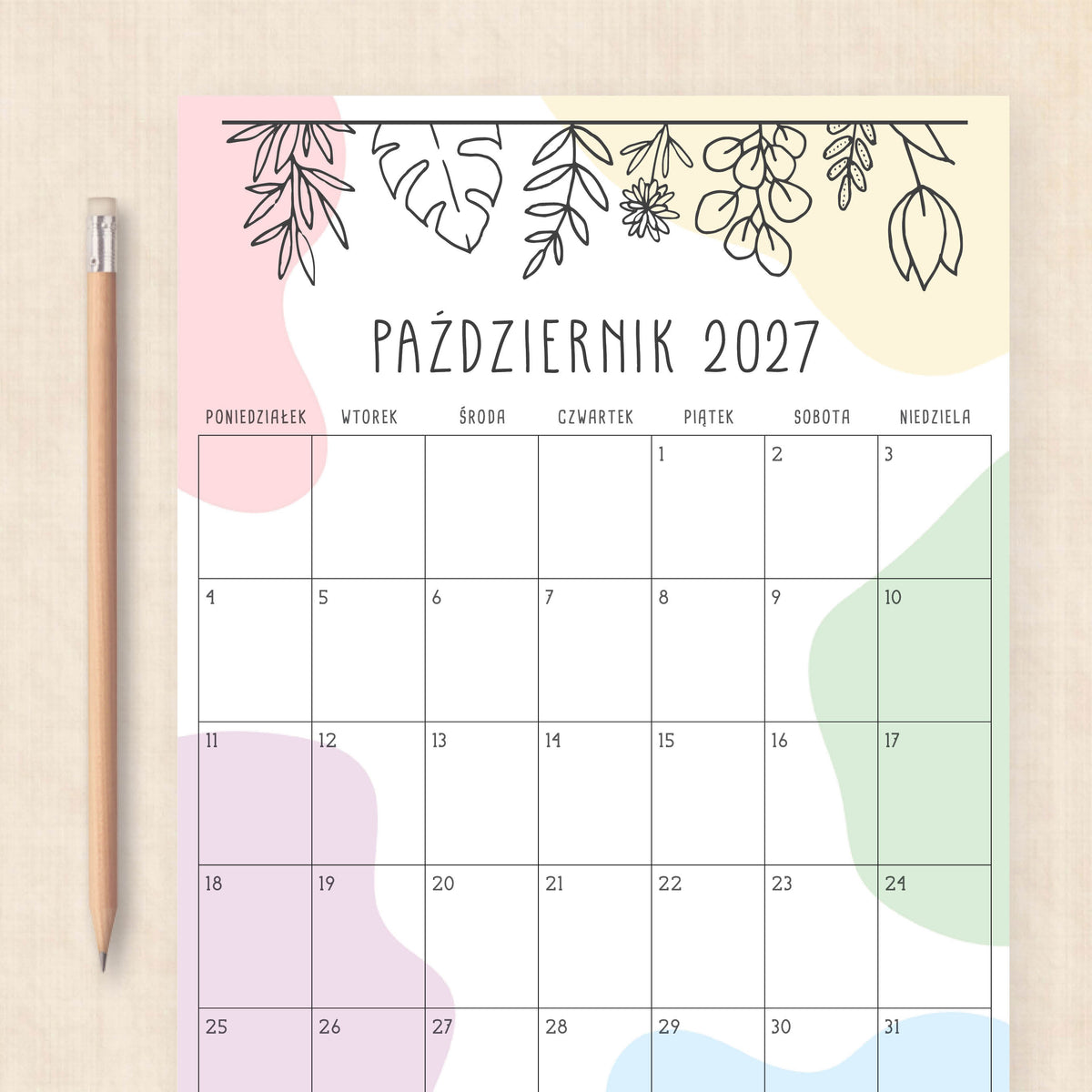 kalendarz 2027 do druku