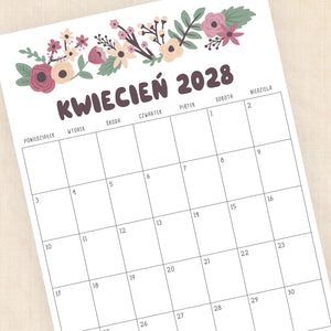 kalendarz 2028 do druku