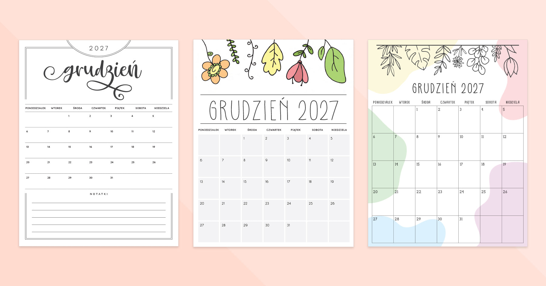 kalendarz grudzień 2027