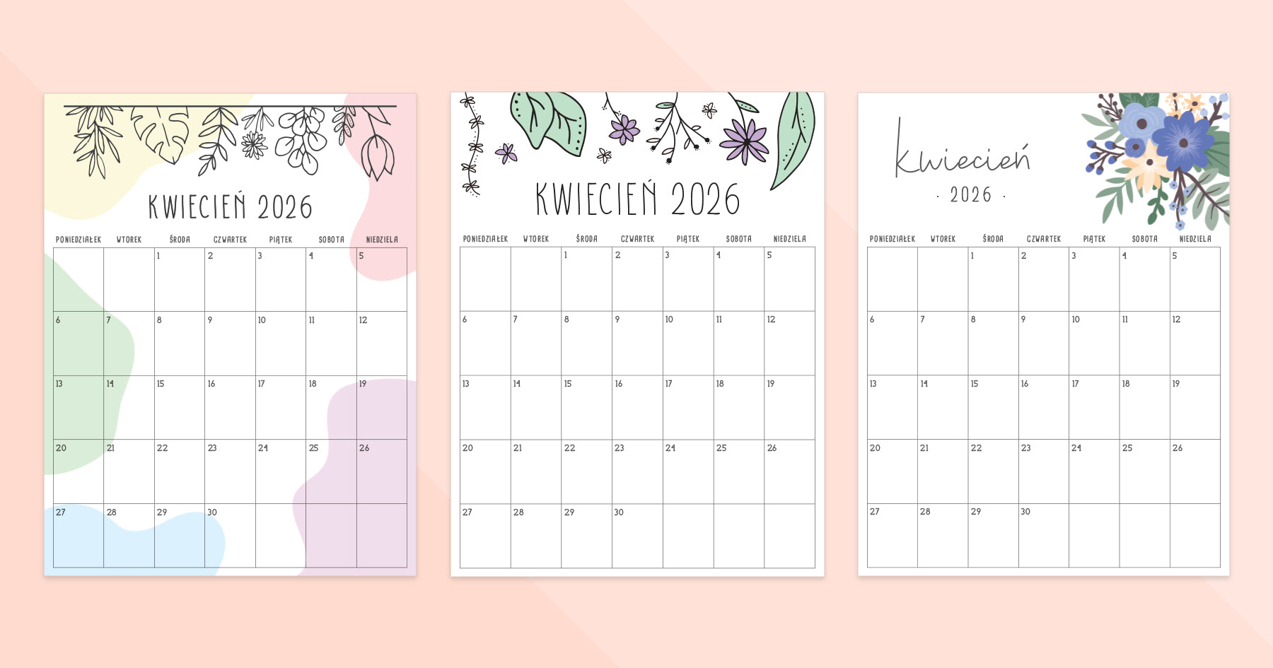 kalendarz kwiecień 2026