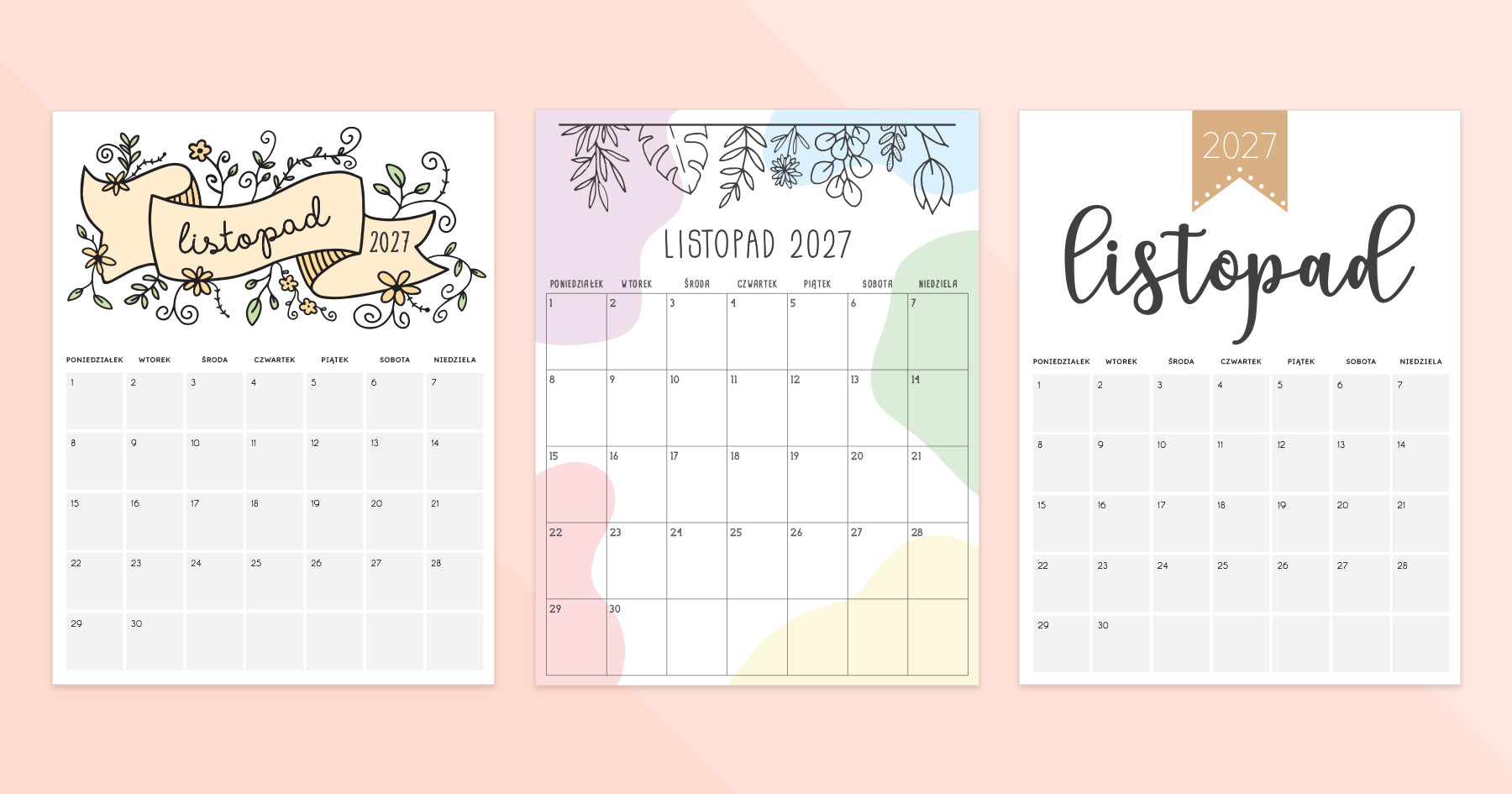 kalendarz listopad 2027