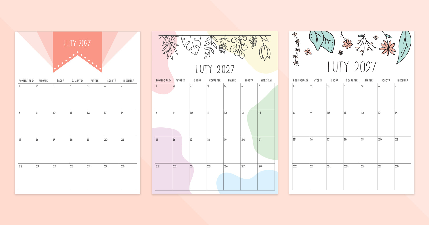 kalendarz luty 2027