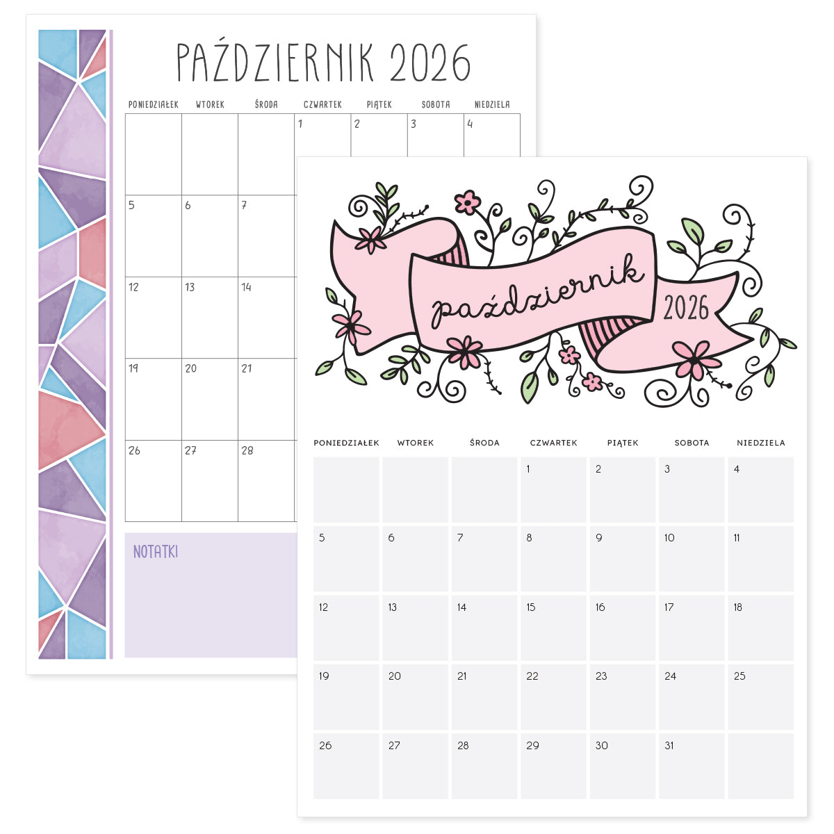 kalendarz październik 2026