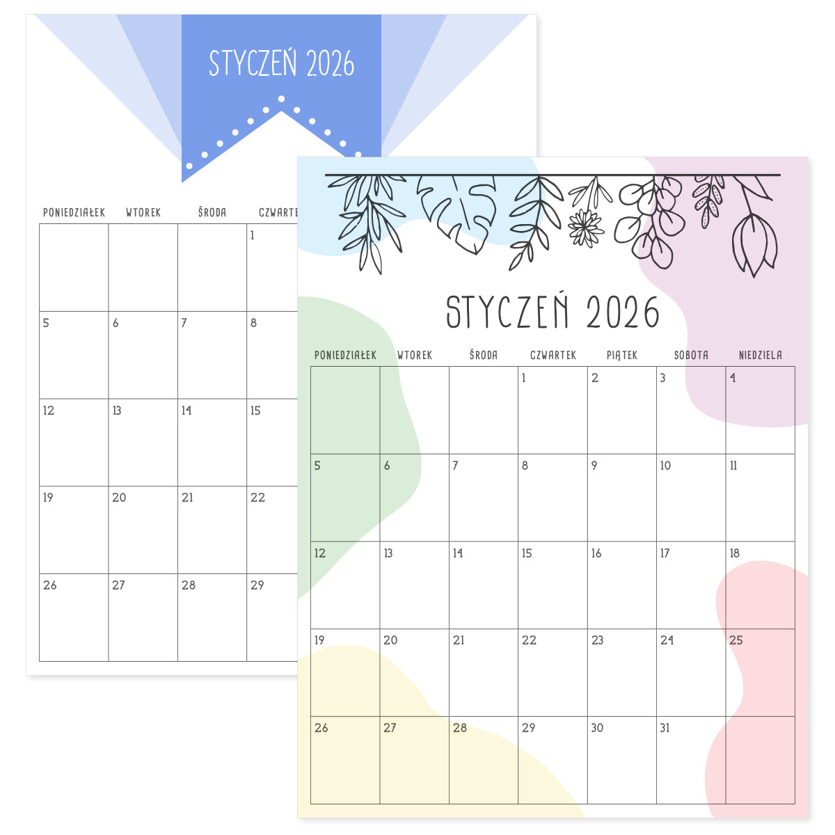kalendarz styczeń 2026