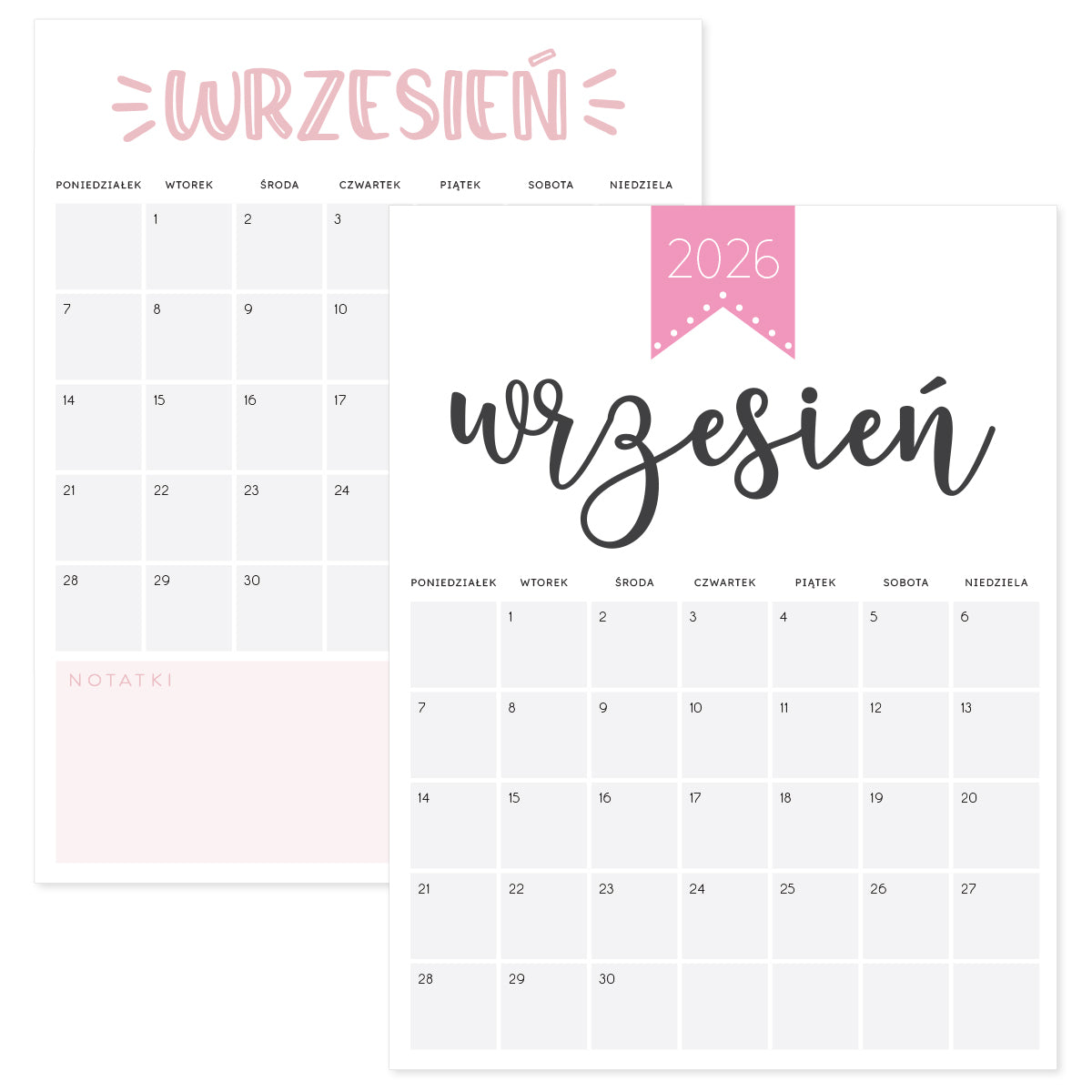 kalendarz wrzesień 2026