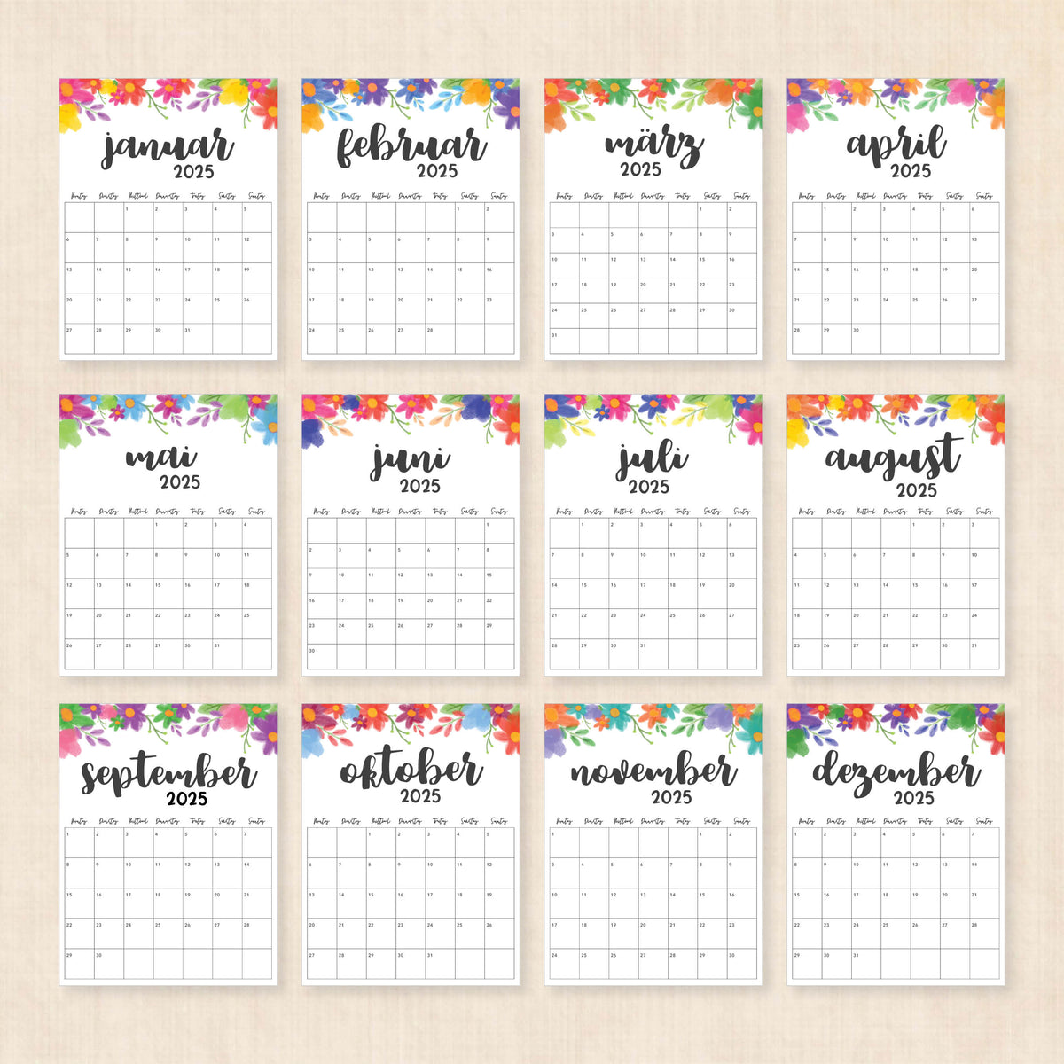 kalender 2025 zum ausdrucken