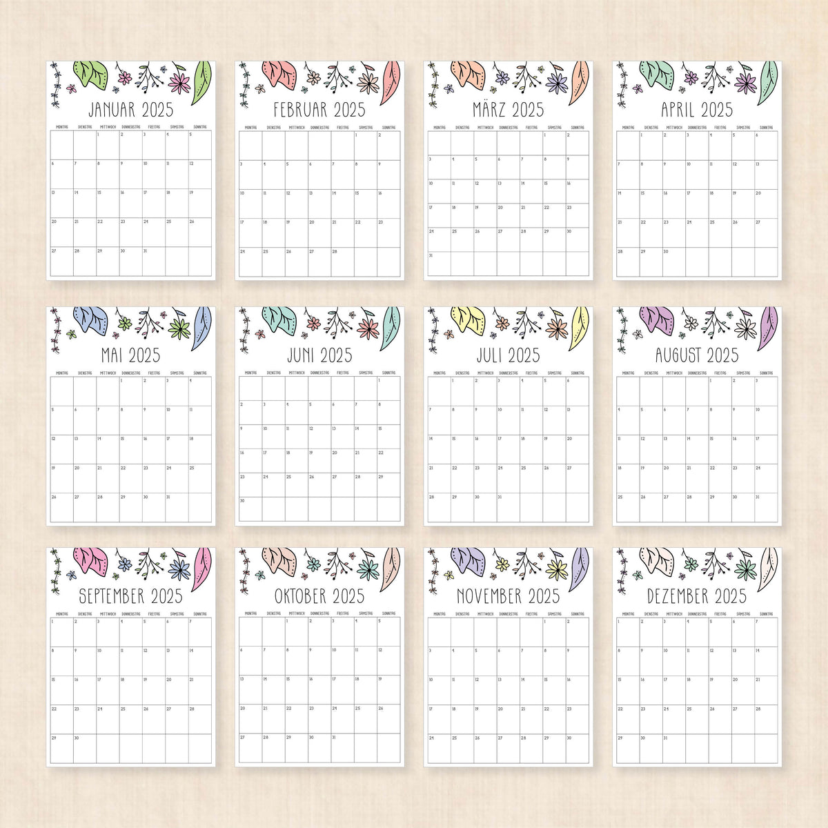 kalender 2025 zum ausdrucken