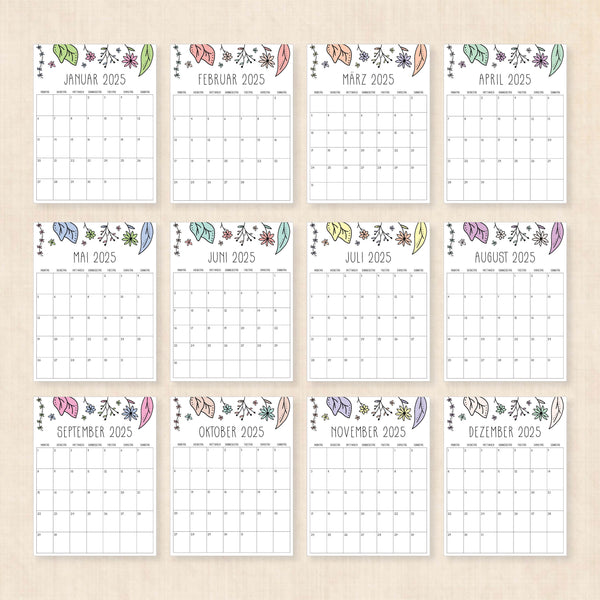kalender 2025 zum ausdrucken