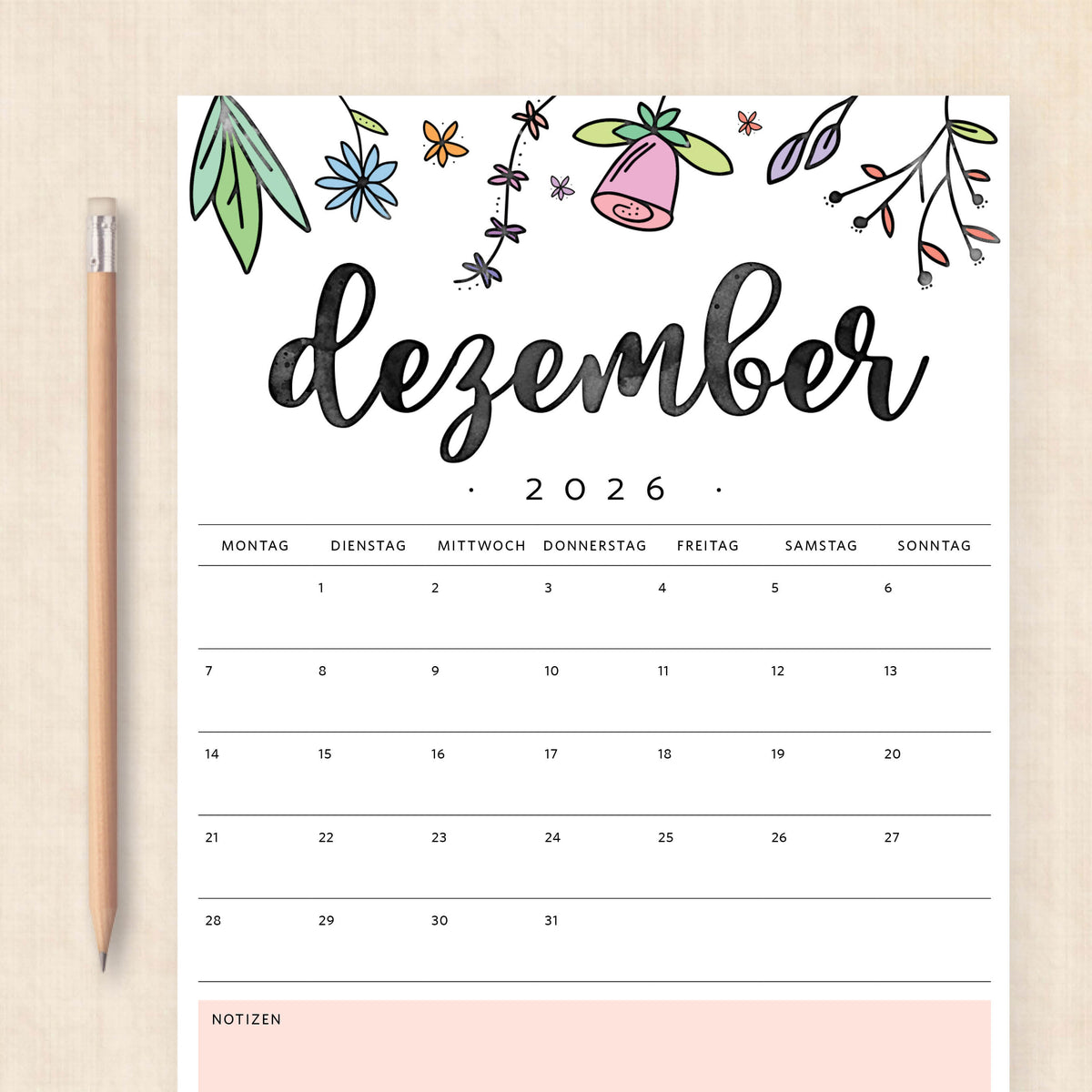 kalender 2026 zum ausdrucken