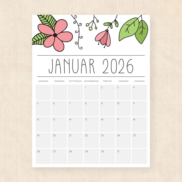 Kalender 2026 zum Ausdrucken