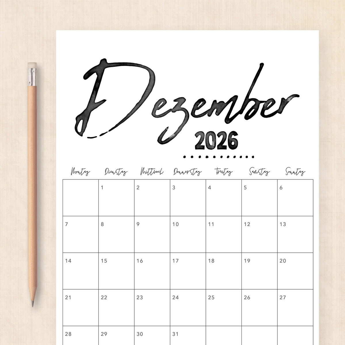 Kalender 2026 zum Ausdrucken