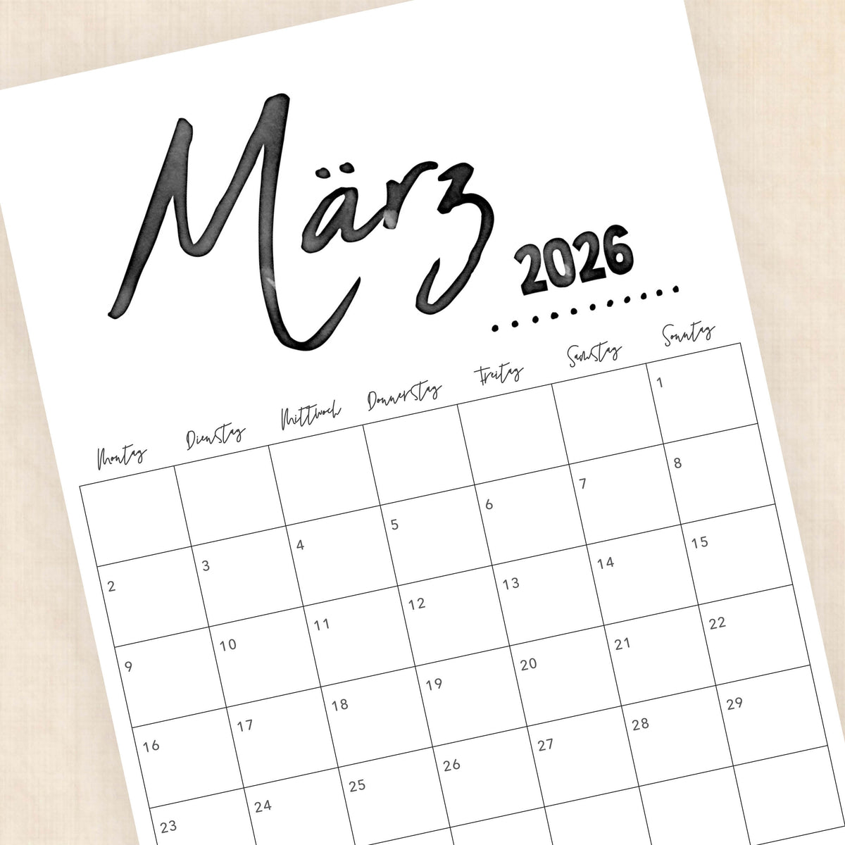 Kalender 2026 zum Ausdrucken