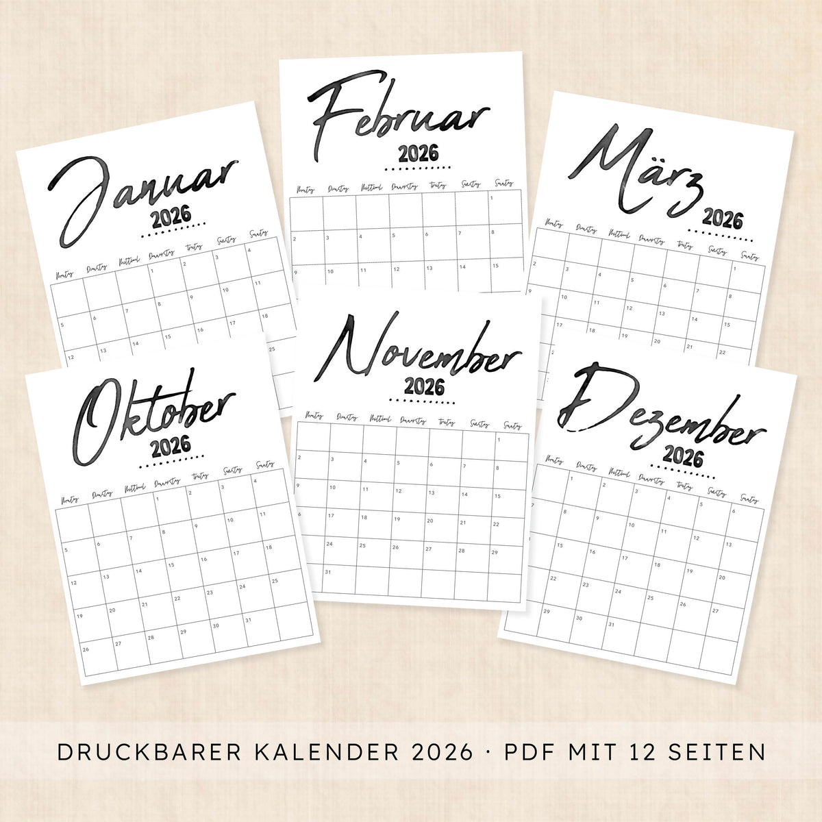 Kalender 2026 zum Ausdrucken