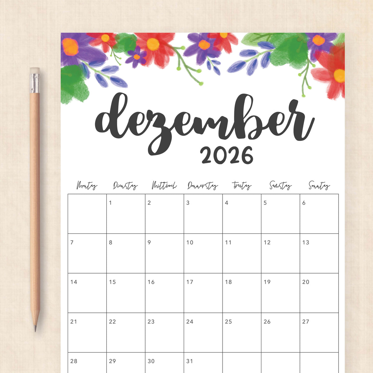 Kalender 2026 zum Ausdrucken