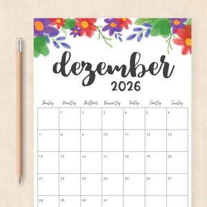 Kalender 2026 zum Ausdrucken