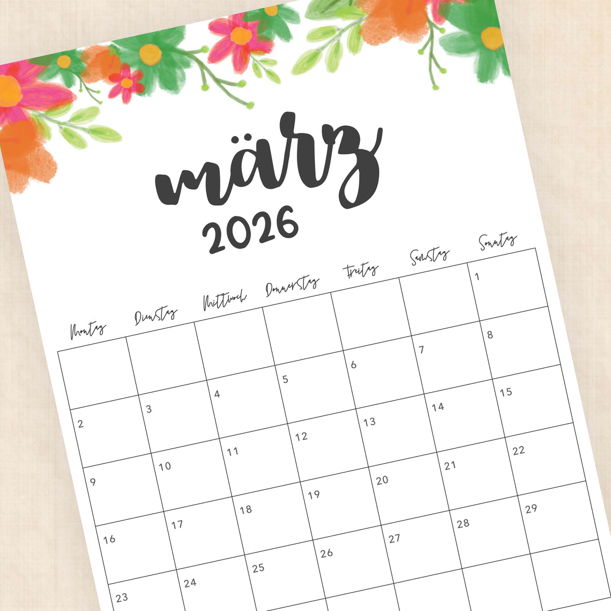 Kalender 2026 zum Ausdrucken