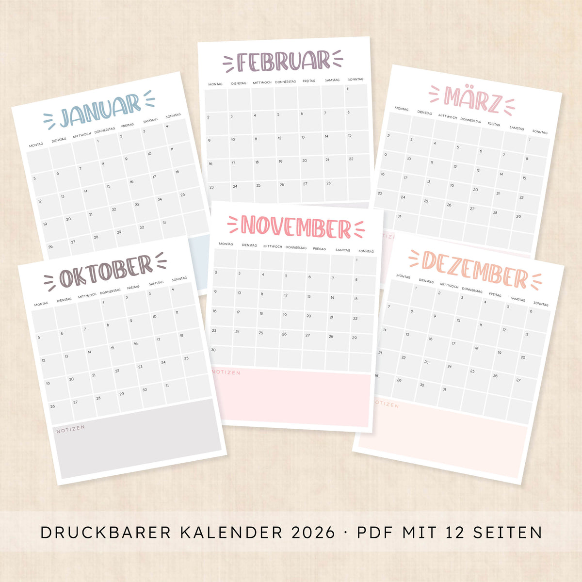 Kalender 2026 zum Ausdrucken