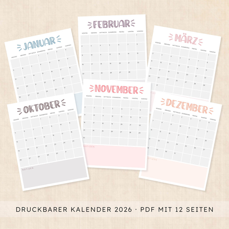 Kalender 2026 zum Ausdrucken