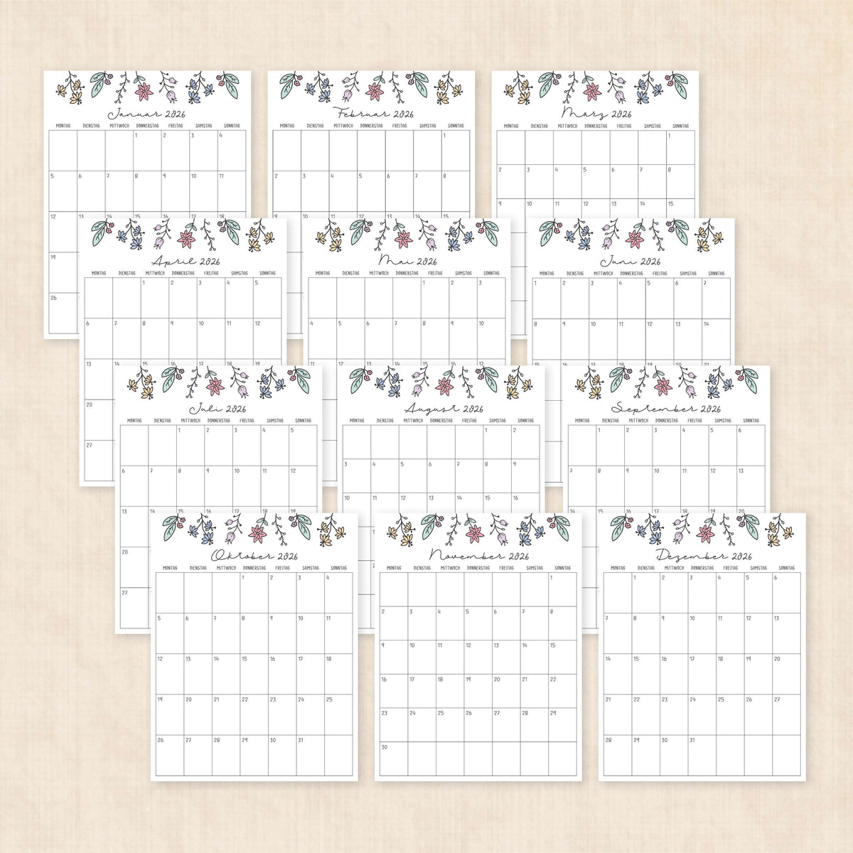 Kalender 2026 zum Ausdrucken