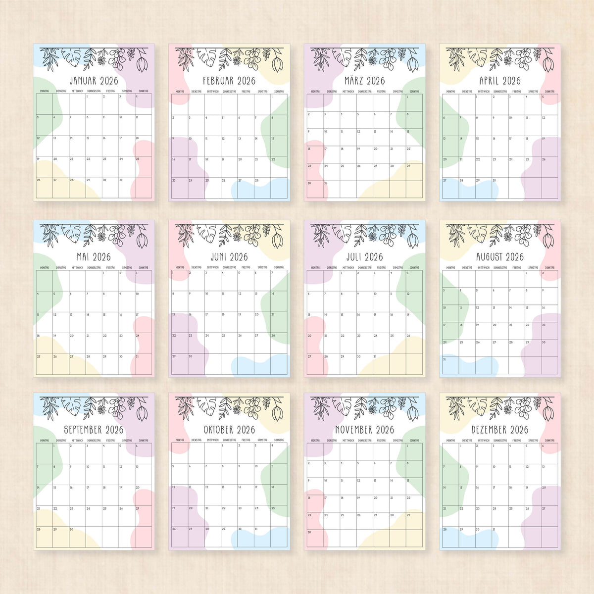Kalender 2026 zum Ausdrucken