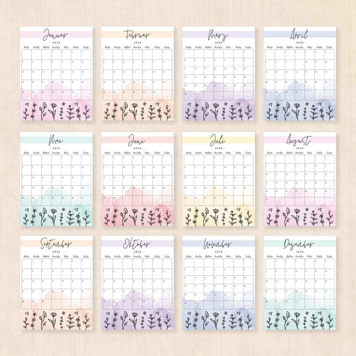 Kalender 2026 zum Ausdrucken