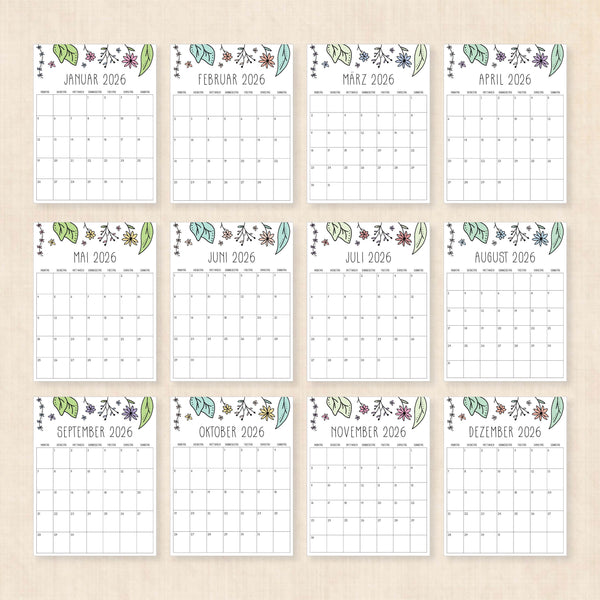 Kalender 2026 zum Ausdrucken