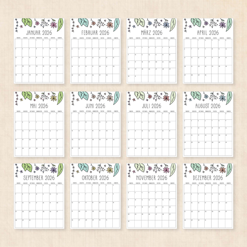 Kalender 2026 zum Ausdrucken