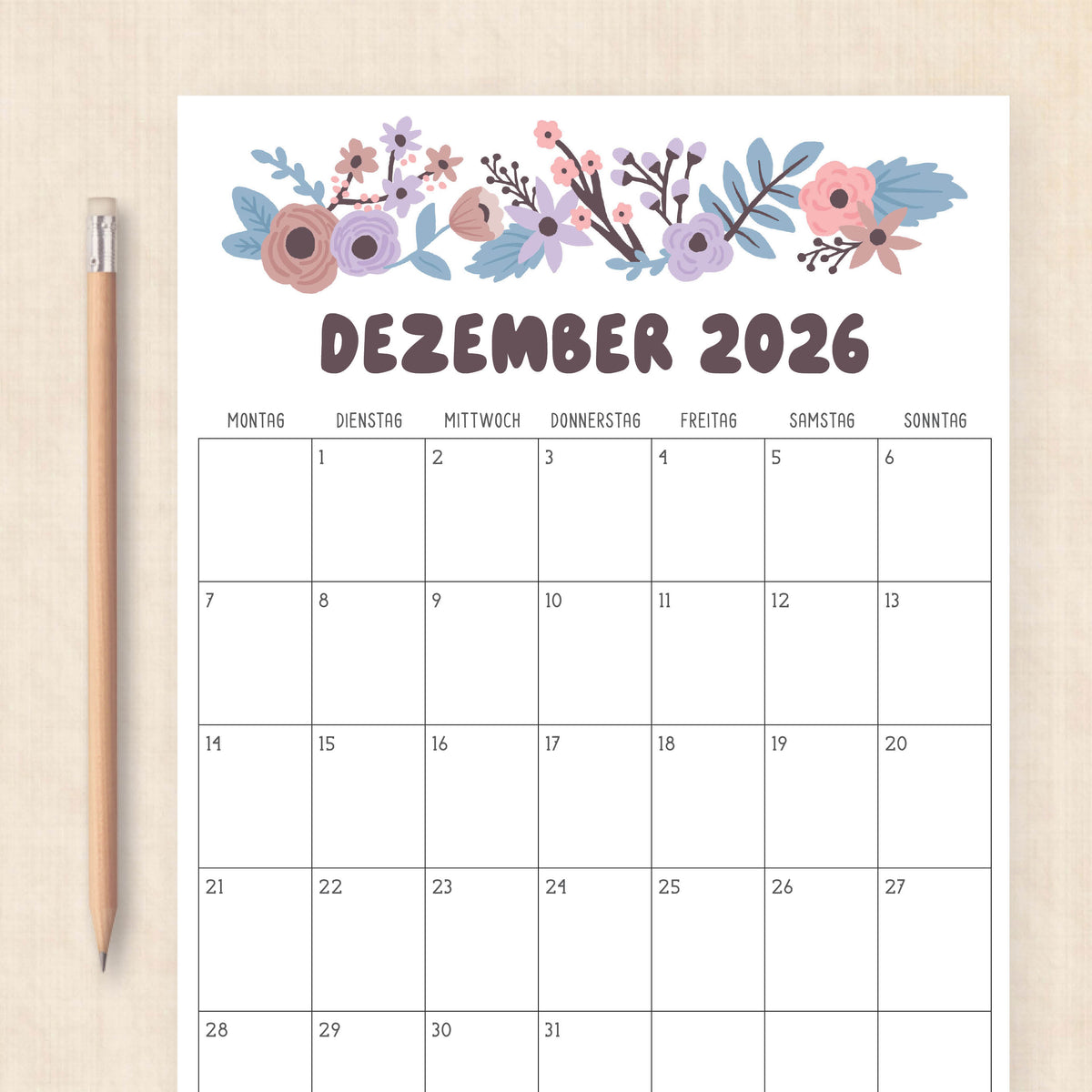 Kalender 2026 zum Ausdrucken