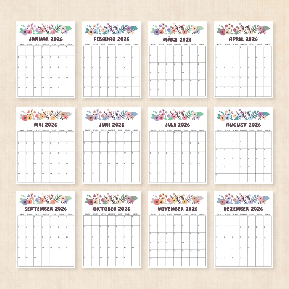 Kalender 2026 zum Ausdrucken