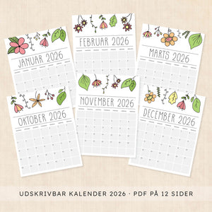 Kalender 2026 print selv