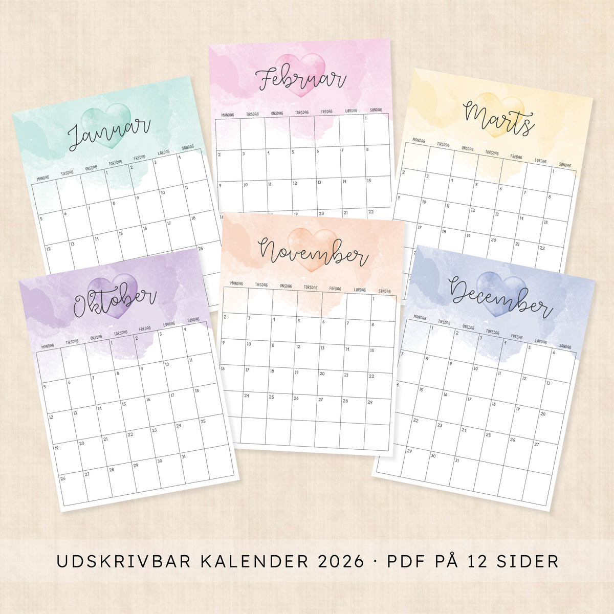 kalender 2026 print selv
