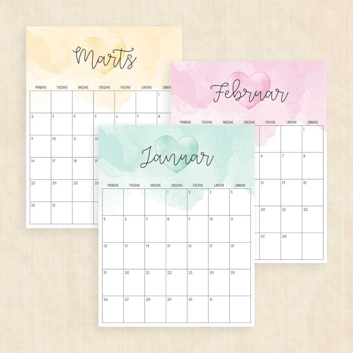 Kalender 2026 print selv