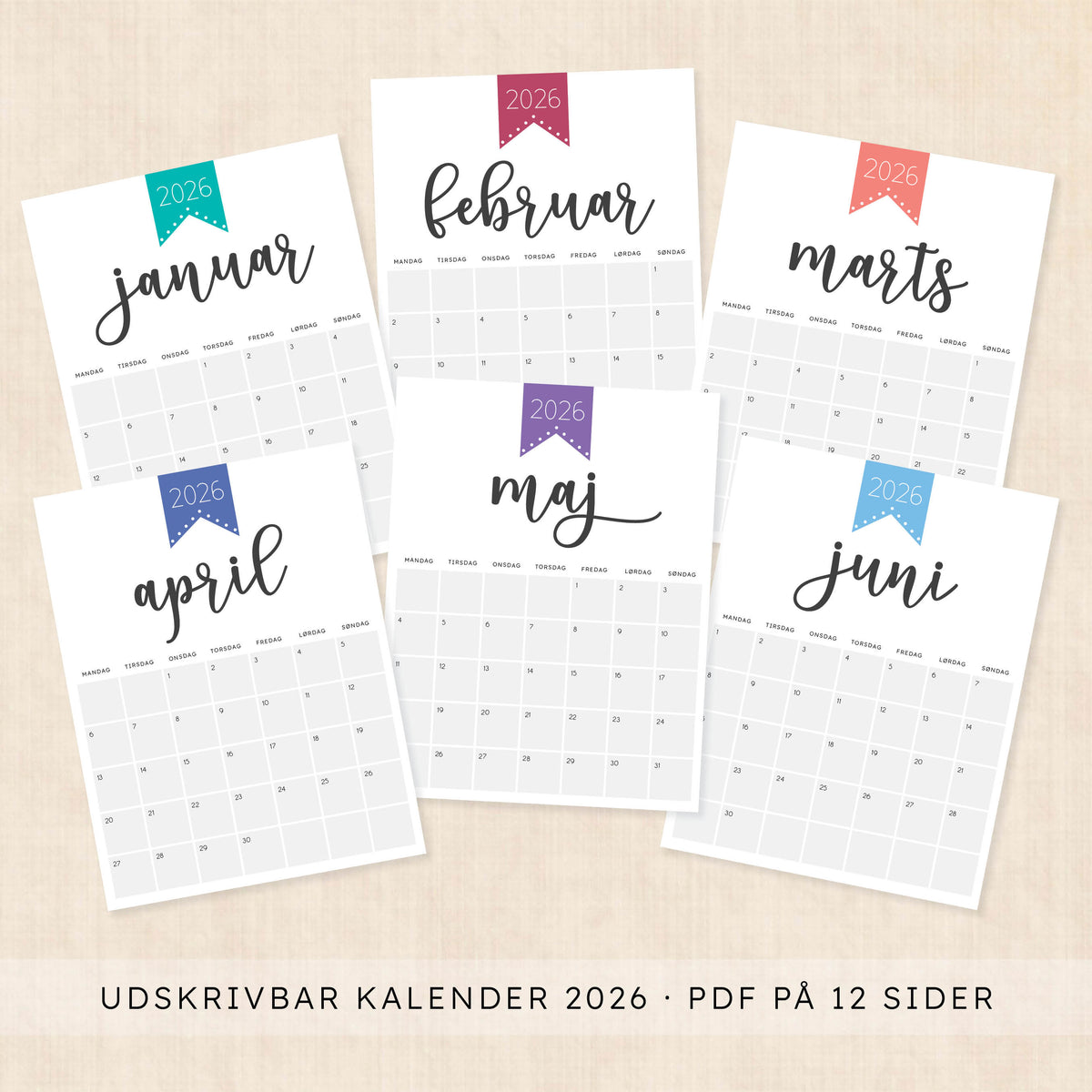 Kalender 2026 print selv