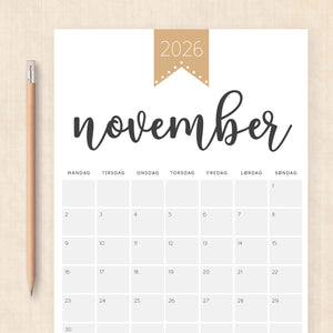Kalender 2026 print selv